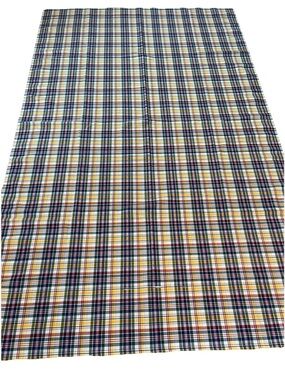 Vintage Madras Plaid large cotton blend tablecloth 93” x 59” EUC Picnic BBQ